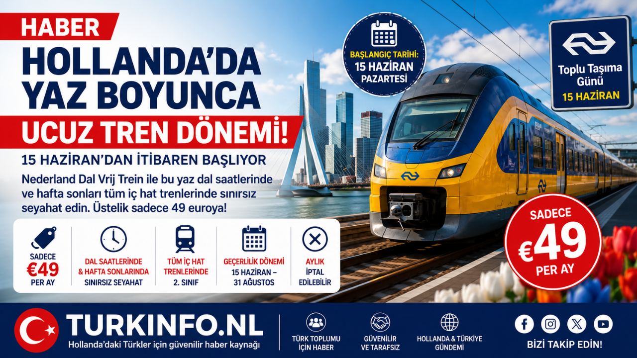 Hollanda’da Ulaşım Devrimi: Aylık 49 Euroya Sınırsız Tren Yolculuğu Başlıyor
