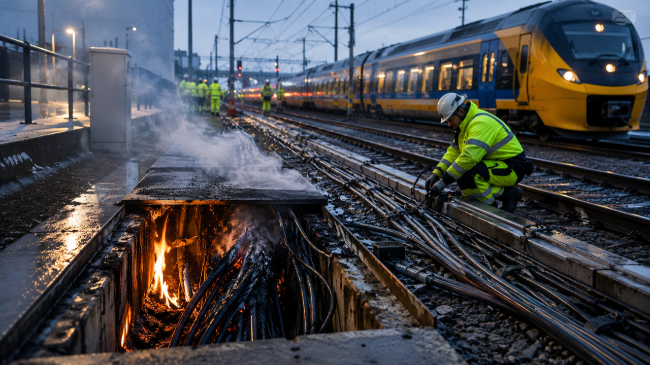 Rotterdam–Güney Tren Hattındaki Kablo Yangını Ulaşımı Felç Etti