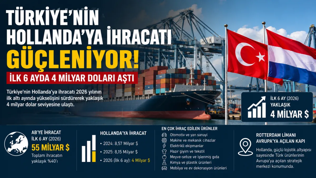 Türkiye'nin Hollanda'ya İhracatı İlk 6 Ayda 4 Milyar Doları Aştı